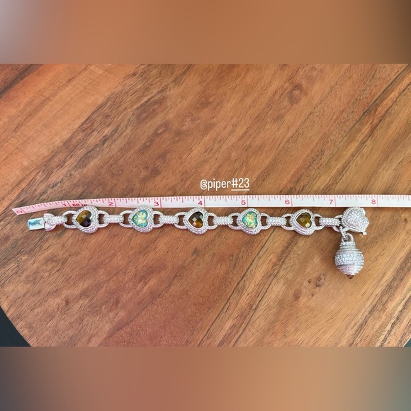 Judith Ripka Turquoise & Tigers Eye Doublet Heart-shaped Bracelet - Picture 11 of 11